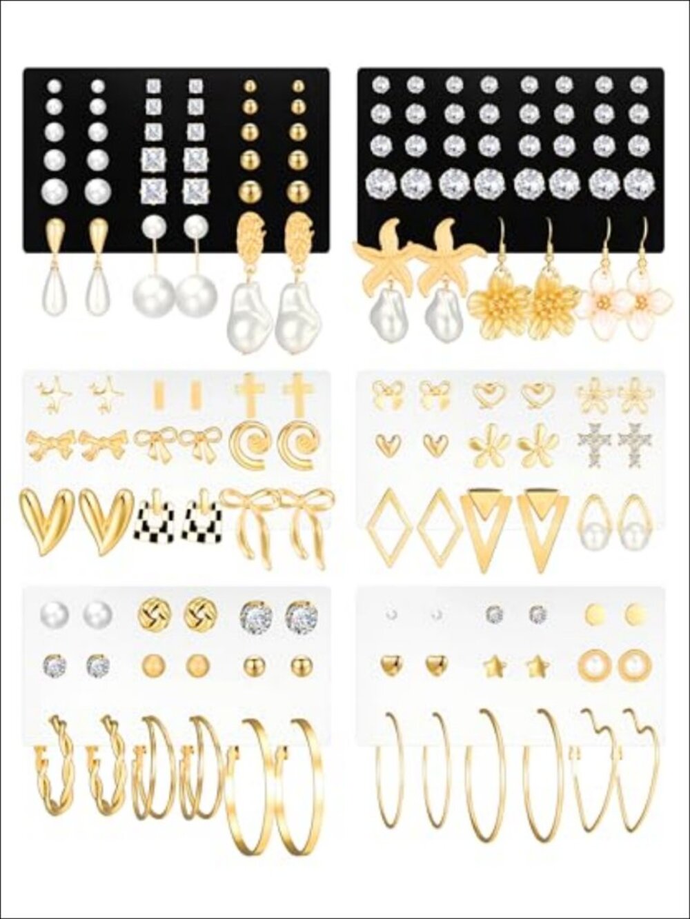 84 Pairs Gold Stud Hoop Earrings Set Women Multipack Hypoallergenic Gift
